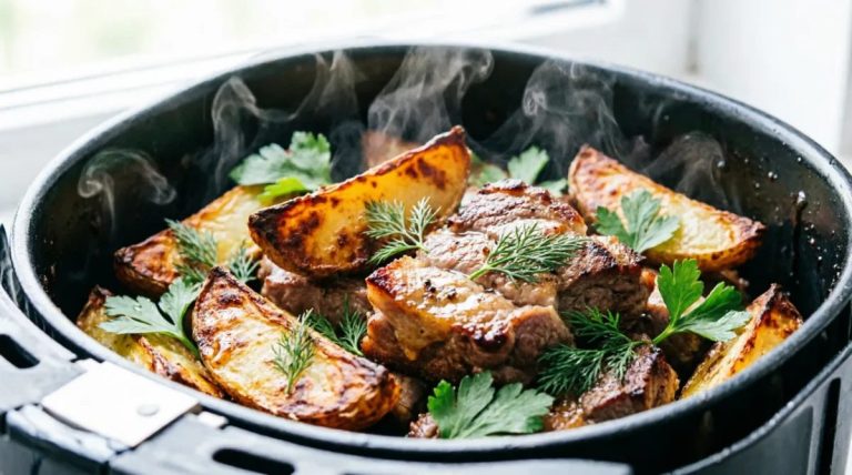 Картофель в аэрогриле с мясом